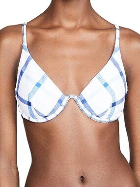 Red Carter Women's Ivy Bikini Top White & Blue Swimwear Beach Summer Size XS NWT